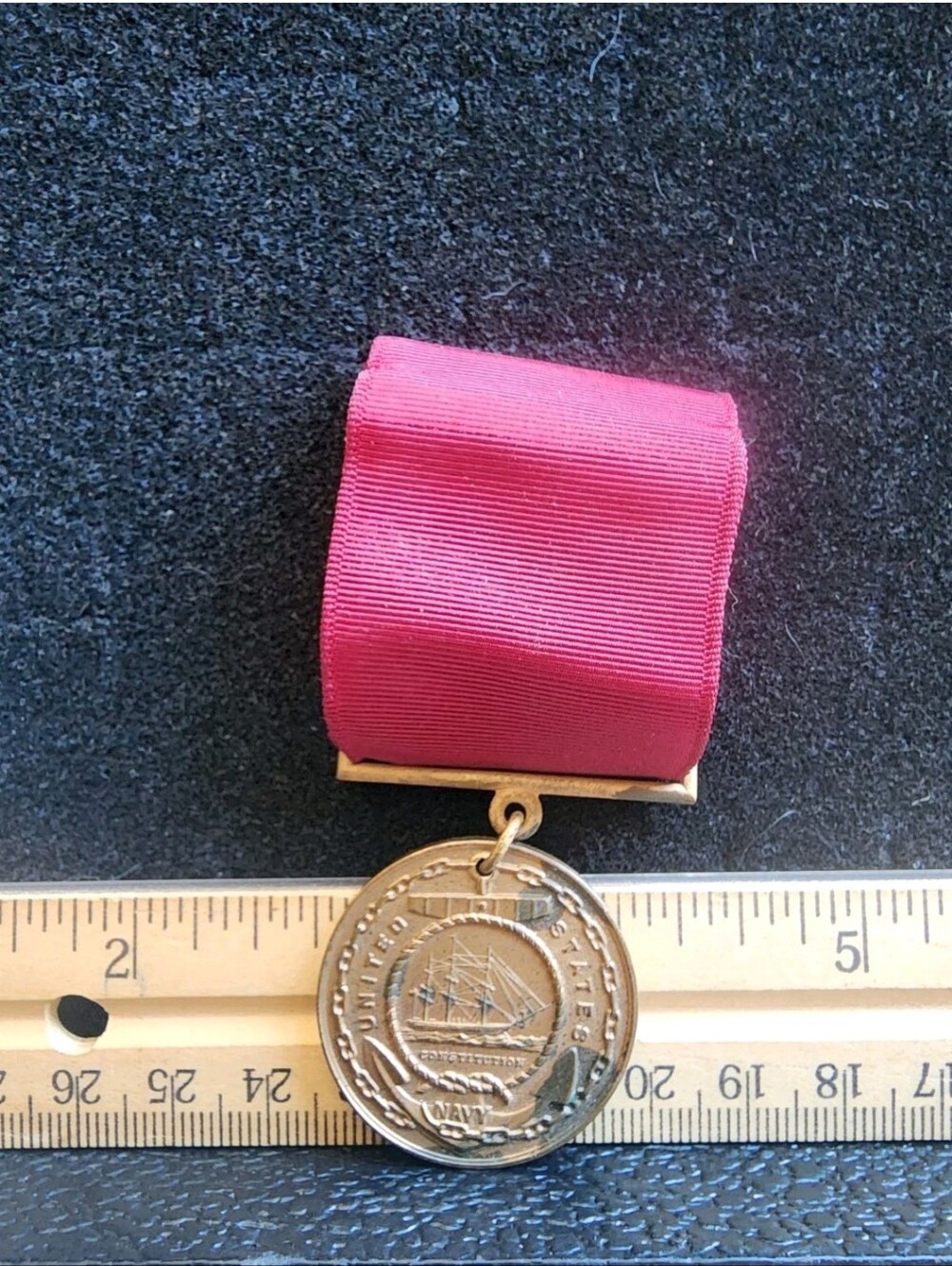 Antique WW2 Era United States Navy Good Conduct Medal On Ribbon Pinback Great...